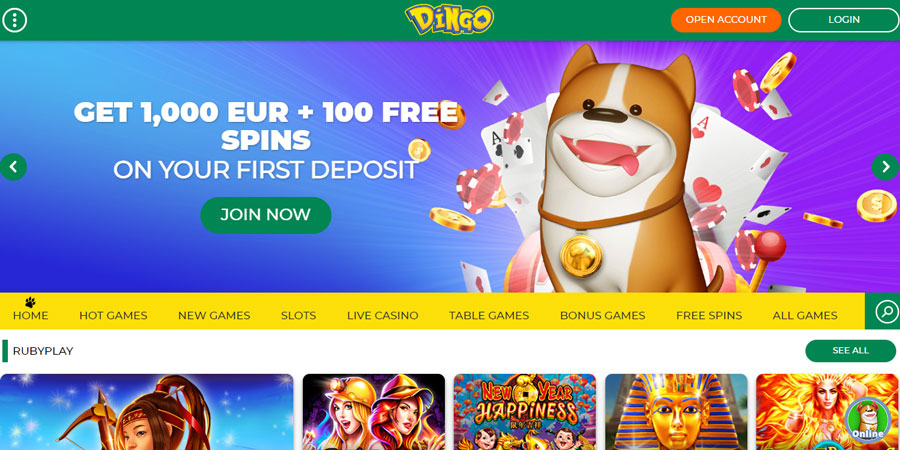 dingo casino screenshot interface