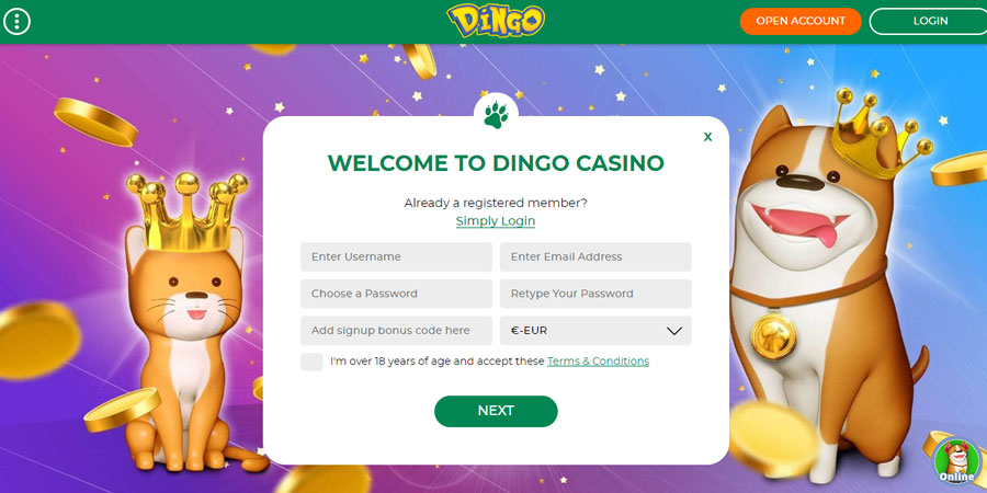 dingo casino screenshot register