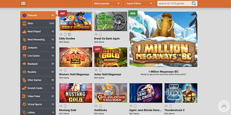 emu casino screenshot-top games