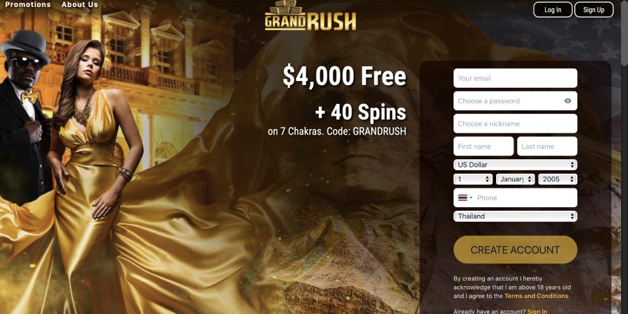 screenshot interface grand rush casino