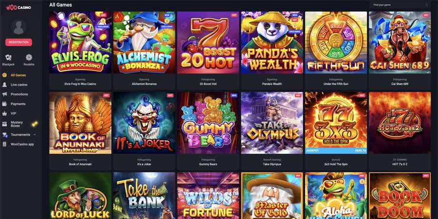 screenshot woocasino games