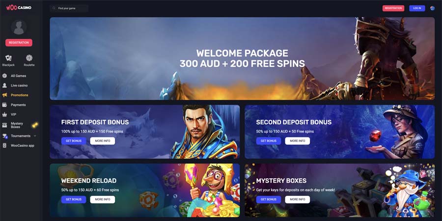 screenshot woocasino promotions