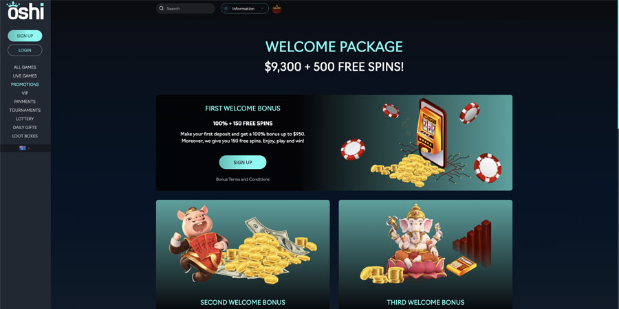 screenshot oshi casino promotions